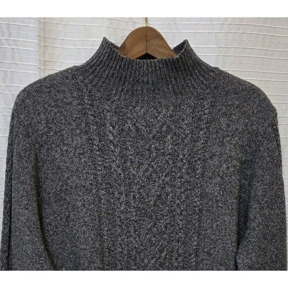 Pendleton Women’s Mockneck Sweater Merino Wool Blend Cable Heather Gray L/XL ** - Picture 2 of 11